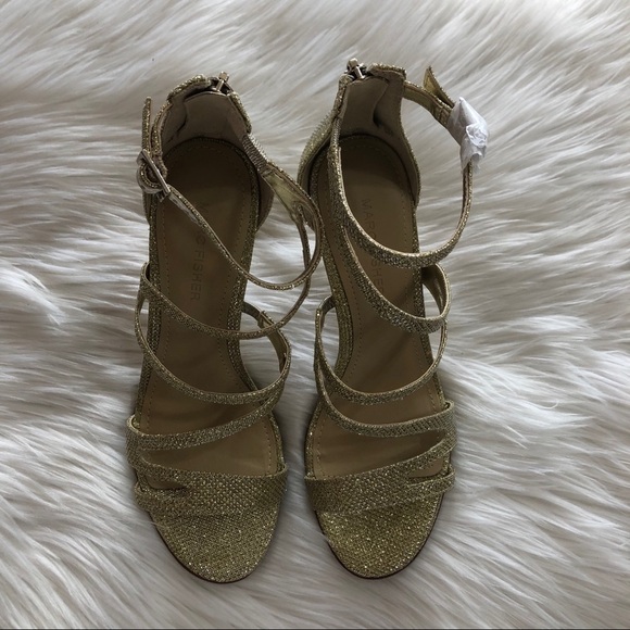 Marc Fisher Gold Strappy Blaize Sandal 6.5 Sparkle - Picture 2 of 8